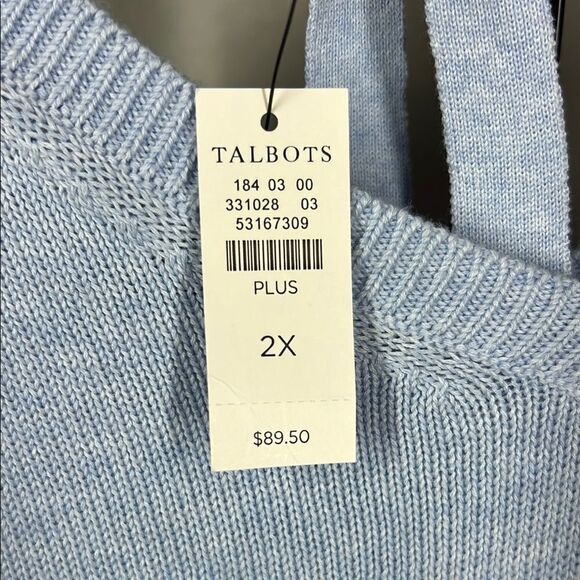 Talbots Gray 3/4 Sleeve Tie Front Relaxed Blouse - Picture 7 of 7